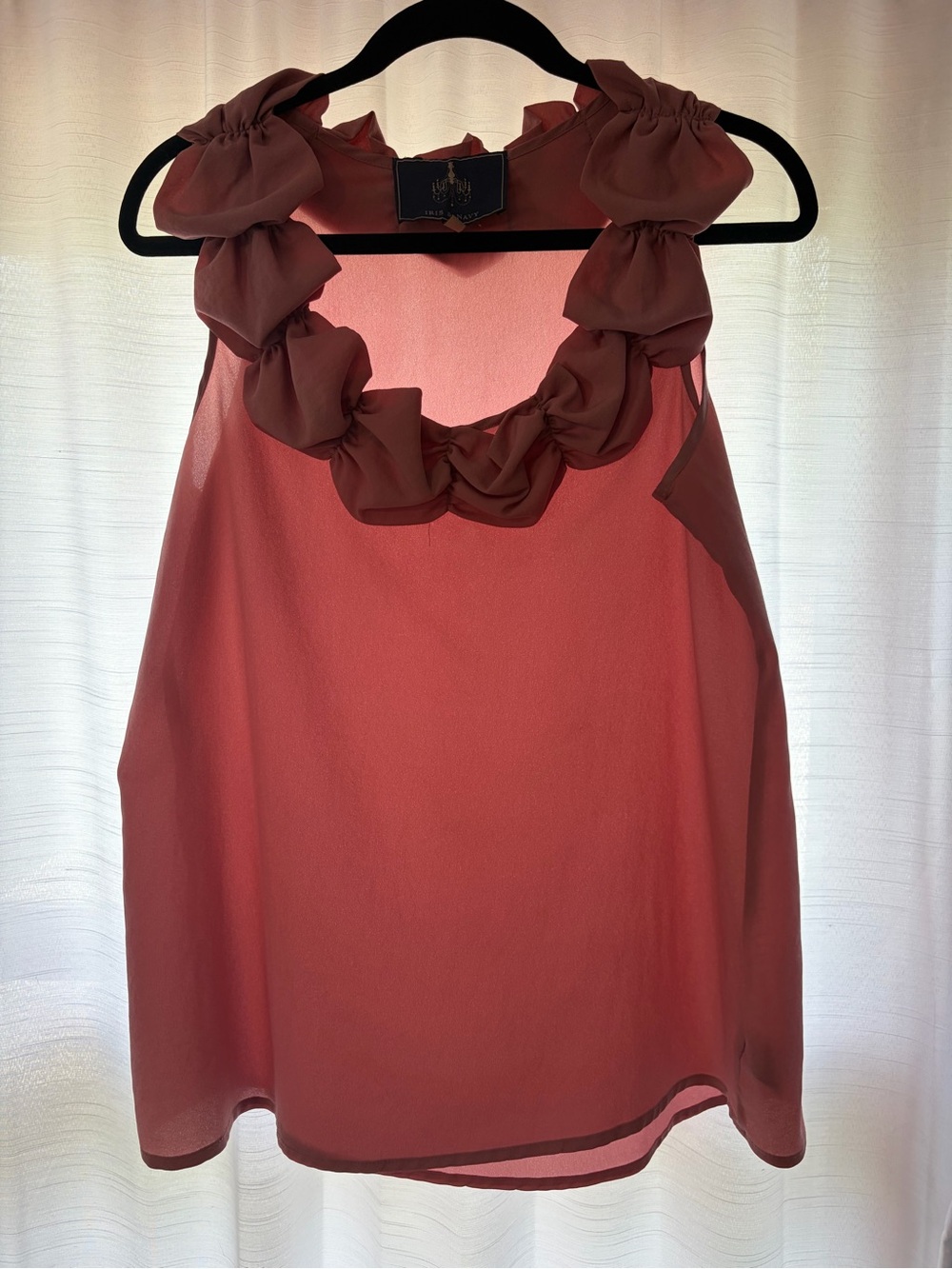 Ruffled Neck Sleeveless Blouse - Rosewood